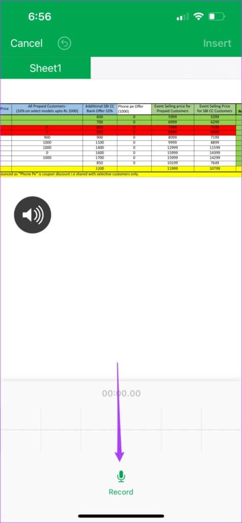 record-audio-numbers-app-in-iphone-474x1024-1-474x1024 كيفية إضافة ملف صوتي في تطبيق Apple Numbers