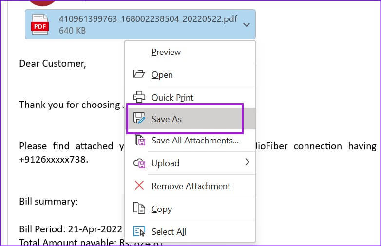 save-attachment-from-outlook-782x506 أفضل 8 طرق لإصلاح عدم استجابة Outlook عند محاولة الطباعة