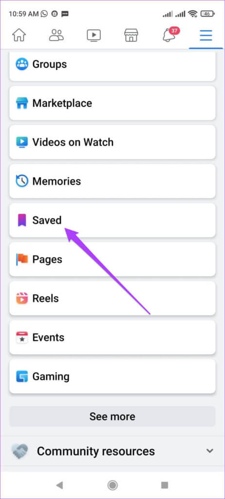 saved-videos-menu-facebook-app-android-462x1024-1-462x1024 كيفية حفظ مقاطع الفيديو من Facebook Watch على iPhone و Android و Web