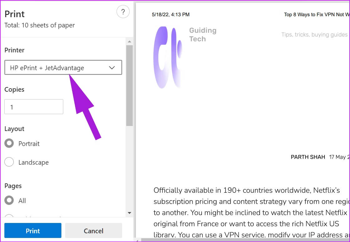 select-another-printer-1123x776 6 أفضل الطرق لإصلاح عدم قدرة Microsoft Edge على الطباعة