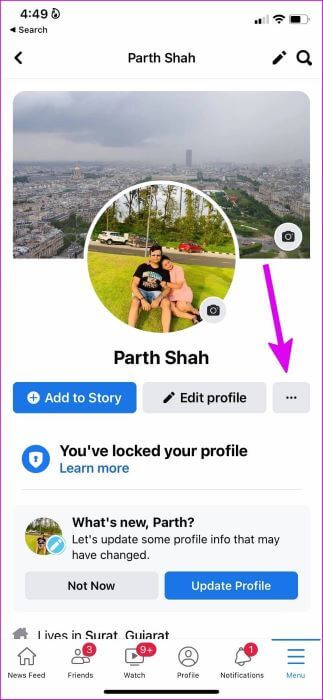 select-more-menu-on-mobile-1-323x700 كيفية قفل ملف تعريف Facebook على الهاتف المحمول والويب