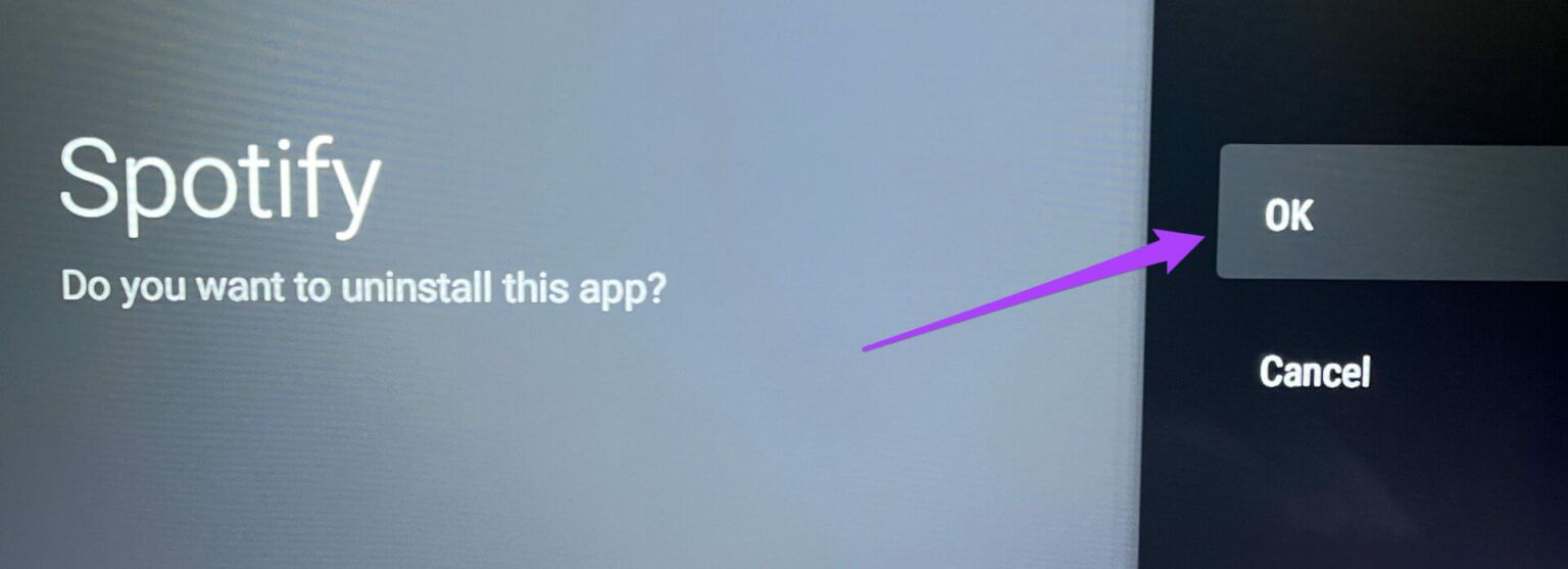 select-ok-to-uninstall-spotify-from-android-tv-1536x557-1-1536x557 أفضل 7 طرق لإصلاح عدم عمل تطبيق Spotify على Android TV