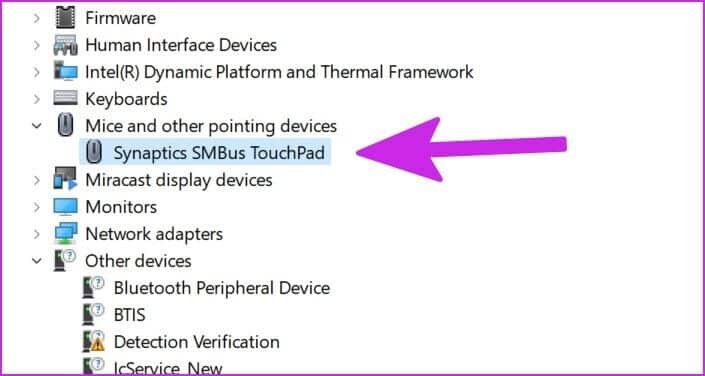 select-touchpad-in-device-manager-705x376 كيفية منع الماوس ولوحة المفاتيح من إيقاظ جهاز الكمبيوتر الذي يعمل بنظام Windows 11