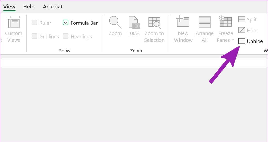 select-unhide-fix-microsoft-excel-opening-blank-documents-1104x586 أفضل 9 طرق لإصلاح فتح مستند فارغ في Microsoft Excel