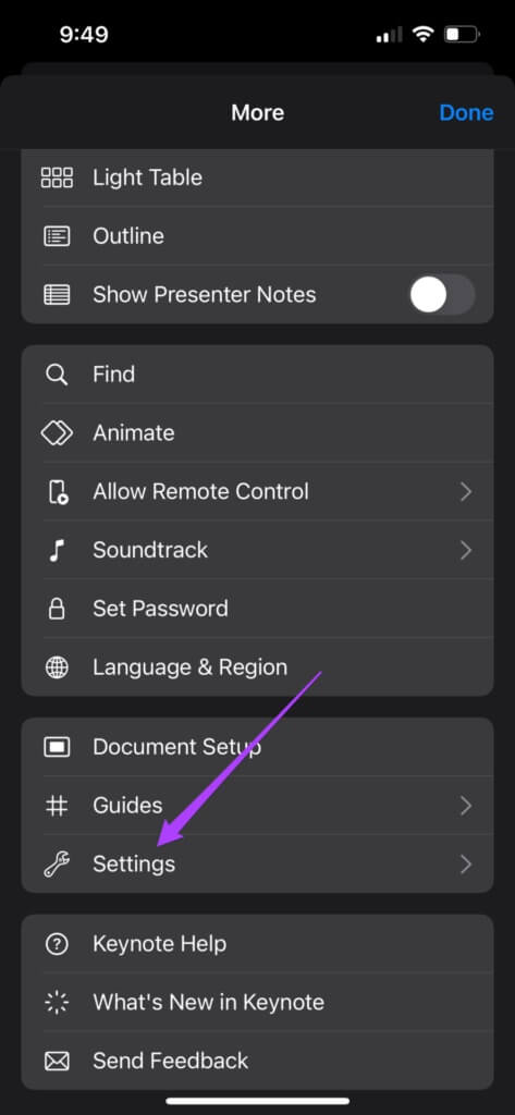 settings-keynote-iphone-473x1024-1-473x1024 كيفية تكرار عرض الشرائح في Keynote على iPhone و Mac