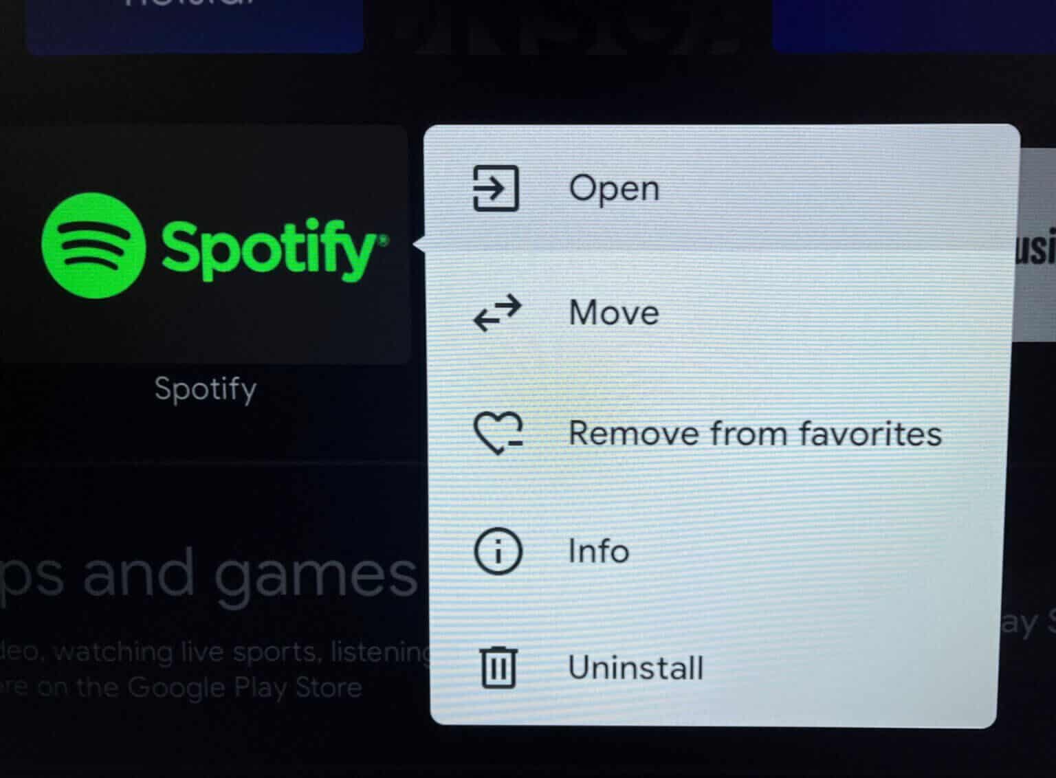 spotify-app-options-android-tv-1536x1132-1-1536x1132 أفضل 7 طرق لإصلاح عدم عمل تطبيق Spotify على Android TV