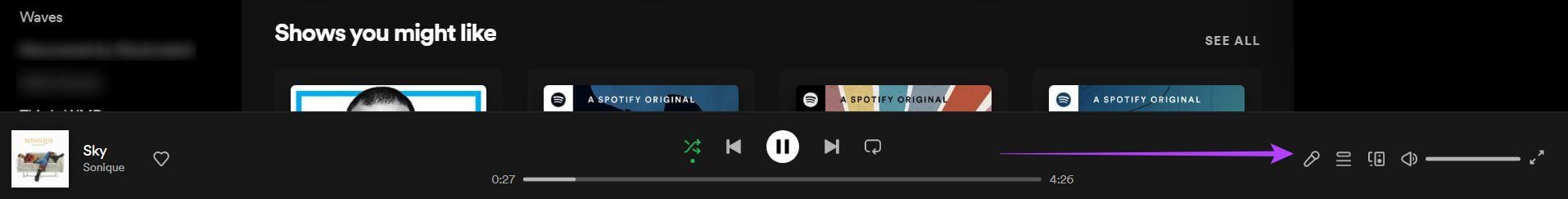 spotify-lyrics-desktop-mic-icon-1-1915x243 كيفية عرض كلمات الأغاني على Spotify على الهاتف المحمول وسطح المكتب
