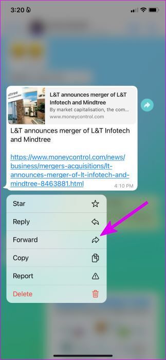tap-on-forward-323x700 لماذا لا يمكنني إعادة توجيه الرسائل على WhatsApp