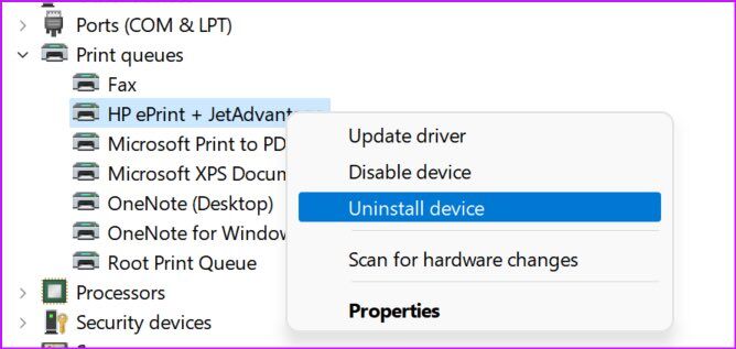 uninstall-printer-device-668x317 أفضل 8 طرق لإصلاح عدم استجابة Outlook عند محاولة الطباعة