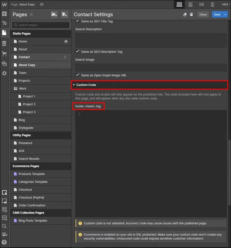 webflow6-750x805 كيفية إضافة كود مخصص في WebFlow