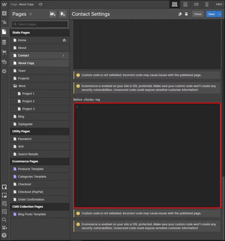 webflow7-1-750x805 كيفية إضافة كود مخصص في WebFlow