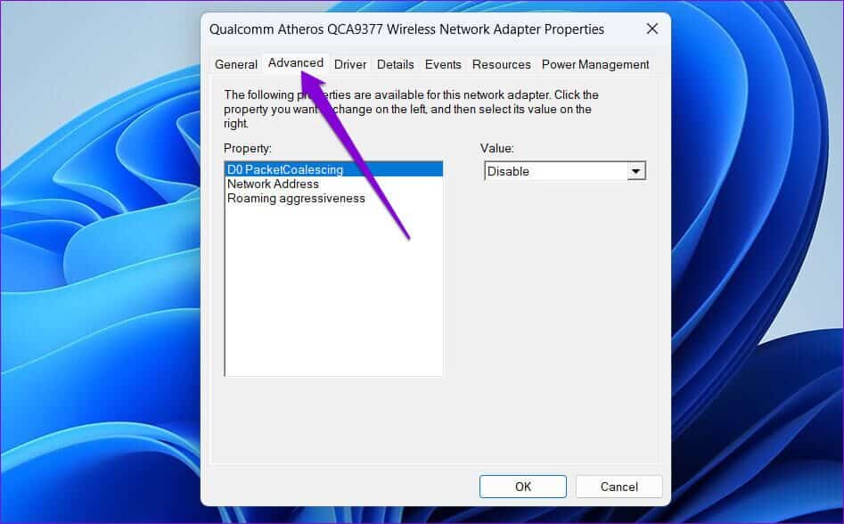 Advanced Network Adapter Settings 947x588 - كيفية التبديل إلى أقوى شبكة Wi-Fi تلقائيًا في Windows 10 و Windows 11