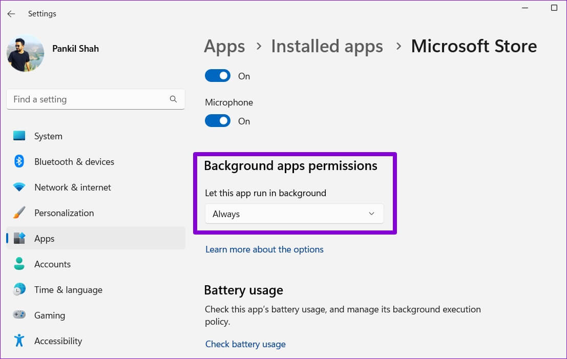 Allow-Microsoft-Store-to-Run-in-Background-1107x701 إصلاح عدم تحديث تطبيقات متجر Microsoft تلقائيًا