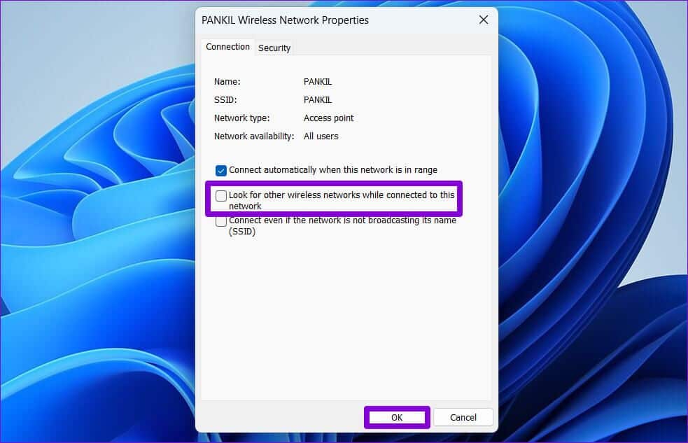 Allow Windows to Scan for Networks While Connected 983x633 - كيفية التبديل إلى أقوى شبكة Wi-Fi تلقائيًا في Windows 10 و Windows 11