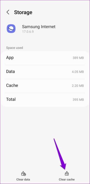 Clear-Samsung-Internet-Browser-Cache-500x1024-1-342x700 أفضل 6 طرق لإصلاح استمرار متصفح الإنترنت من Samsung في الفتح تلقائيًا