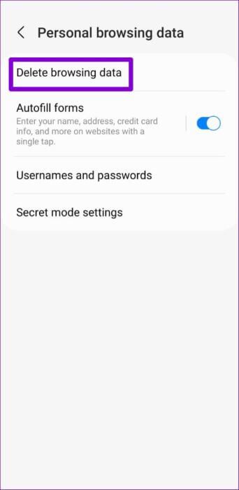 Delete-Browsing-Data-in-Samsung-Internet-Browser-500x1024-1-342x700 أفضل 6 طرق لإصلاح استمرار متصفح الإنترنت من Samsung في الفتح تلقائيًا