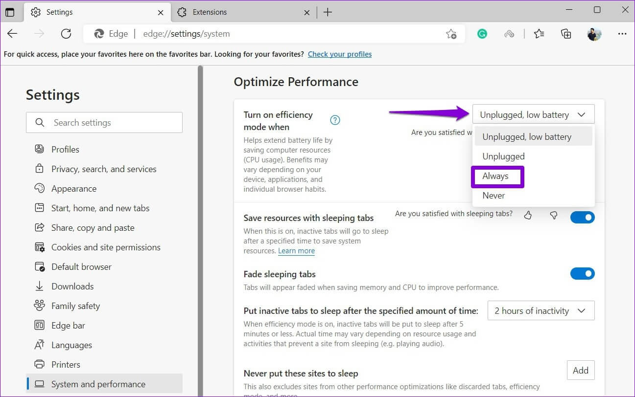 Enable-Efficiency-Mode-in-Edge-1297x812 إصلاح تسبب Microsoft Edge في استنزاف البطارية على Windows 11