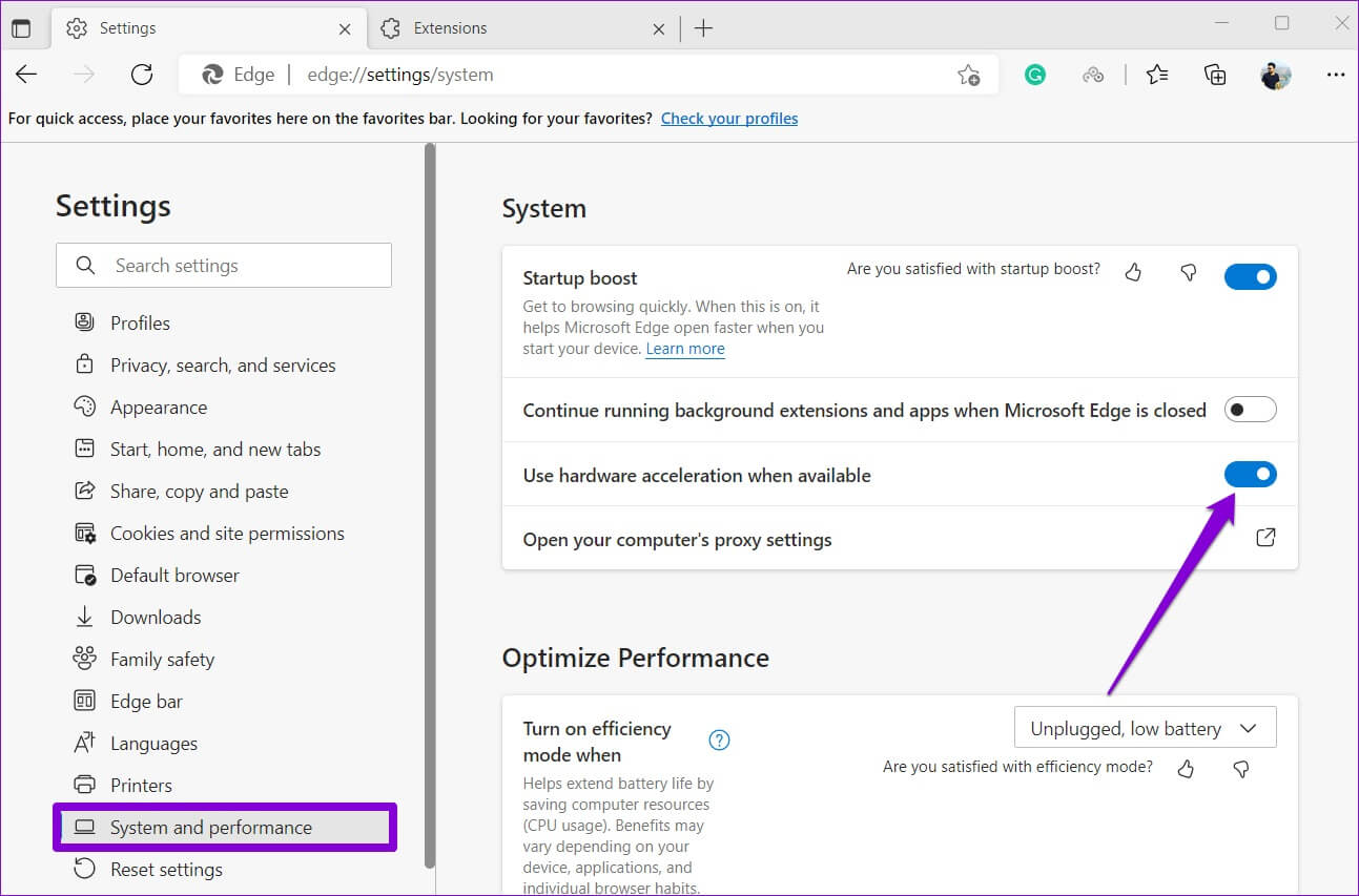 Enable-Hardware-Acceleration-in-Edge-1293x853 إصلاح تسبب Microsoft Edge في استنزاف البطارية على Windows 11