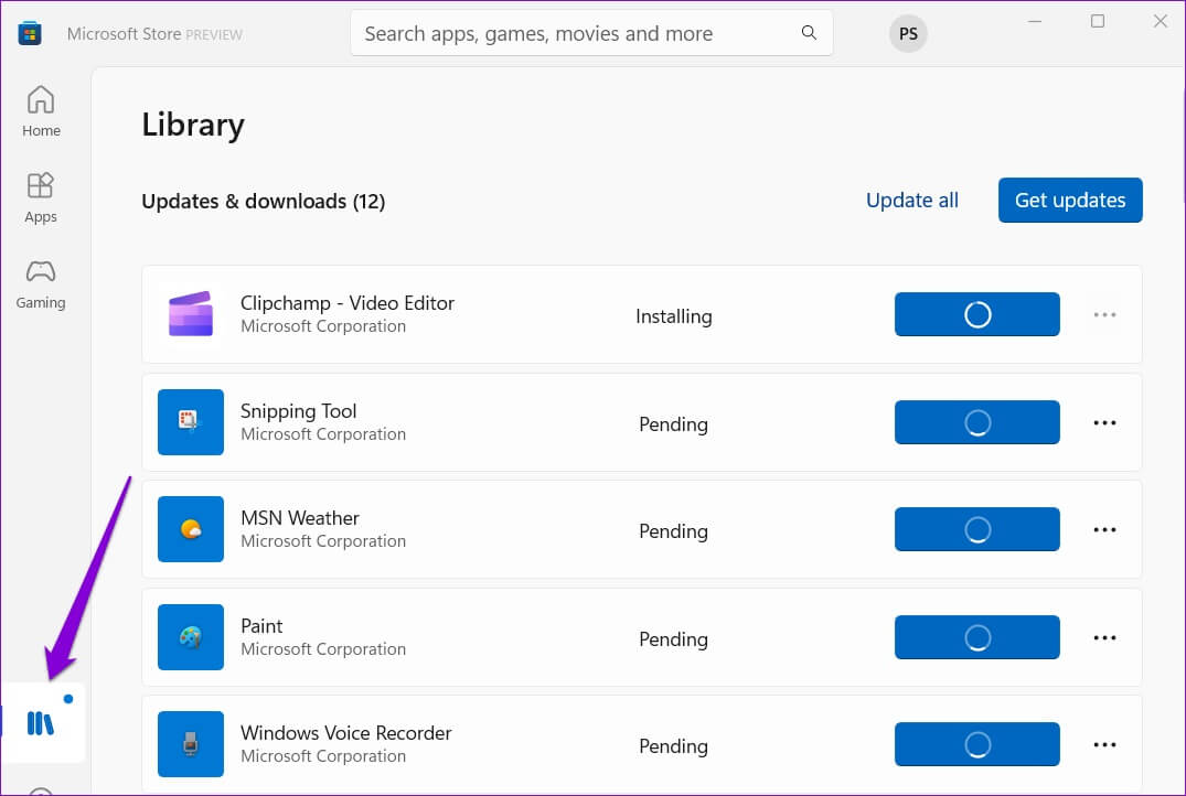 Library-Tab-in-Microsoft-Store-1075x722 إصلاح عدم تحديث تطبيقات متجر Microsoft تلقائيًا