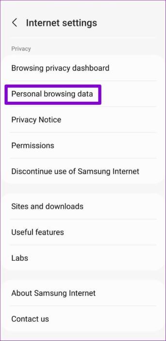 Personal-Browsing-Data-in-Samsung-Internet-Browser-500x1024-1-342x700 أفضل 6 طرق لإصلاح استمرار متصفح الإنترنت من Samsung في الفتح تلقائيًا