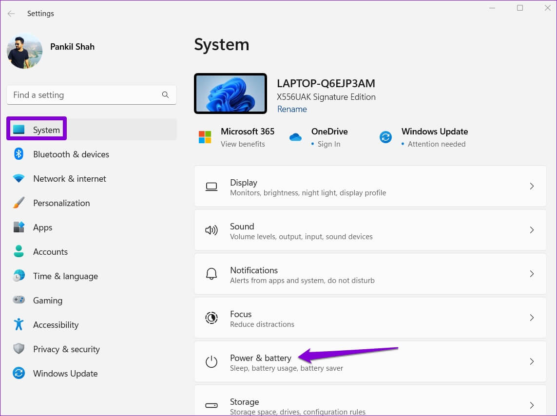 Power-Battery-Settings-on-Windows-1-1143x854 أفضل 6 طرق لإصلاح عدم عمل وضع السكون على Windows 11