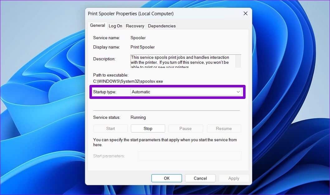 Print-Spooler-Startup-Type-on-Windows-1059x627 أفضل 6 طرق لإصلاح استمرار خدمة التخزين المؤقت للطباعة في التوقف على Windows 10 و Windows 11