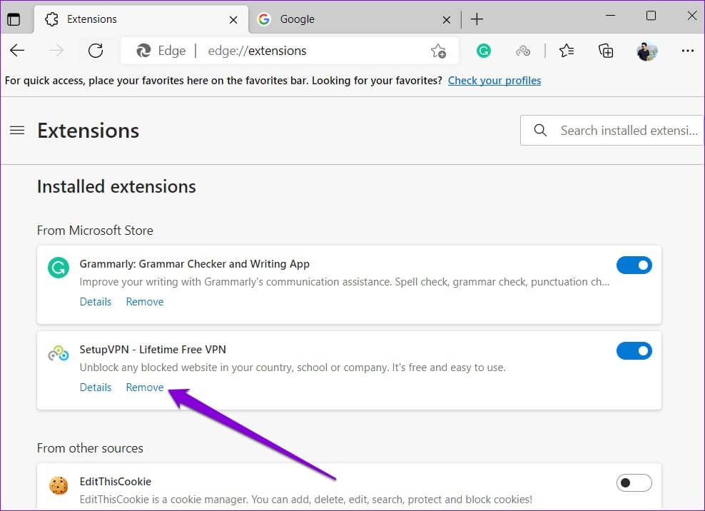 Remove-Extensions-From-Edge-988x716 إصلاح تسبب Microsoft Edge في استنزاف البطارية على Windows 11
