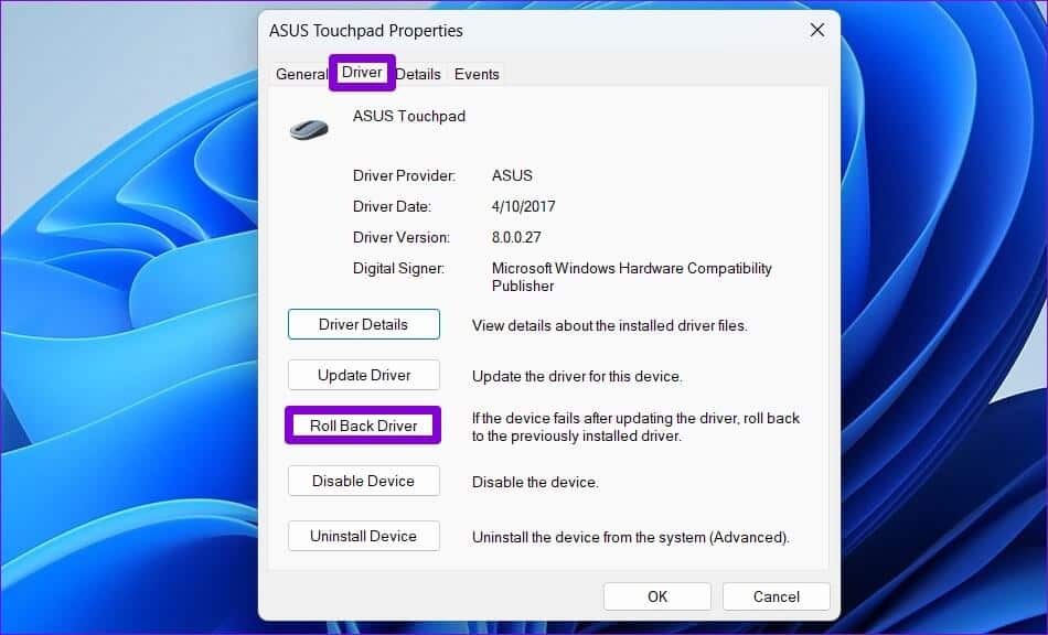 Roll-Back-Driver-on-Windows-11-950x576 5 حلول لإصلاح خطأ "يتعذر تحميل برنامج التشغيل على هذا الجهاز" على Windows 11