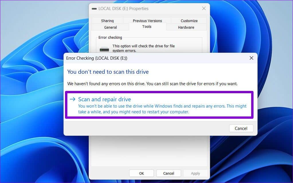 Scan-Disk-Drive-on-Windows-1-1023x638 كيفية إصلاح الخطأ 0x8007003B على Windows 10 و Windows 11