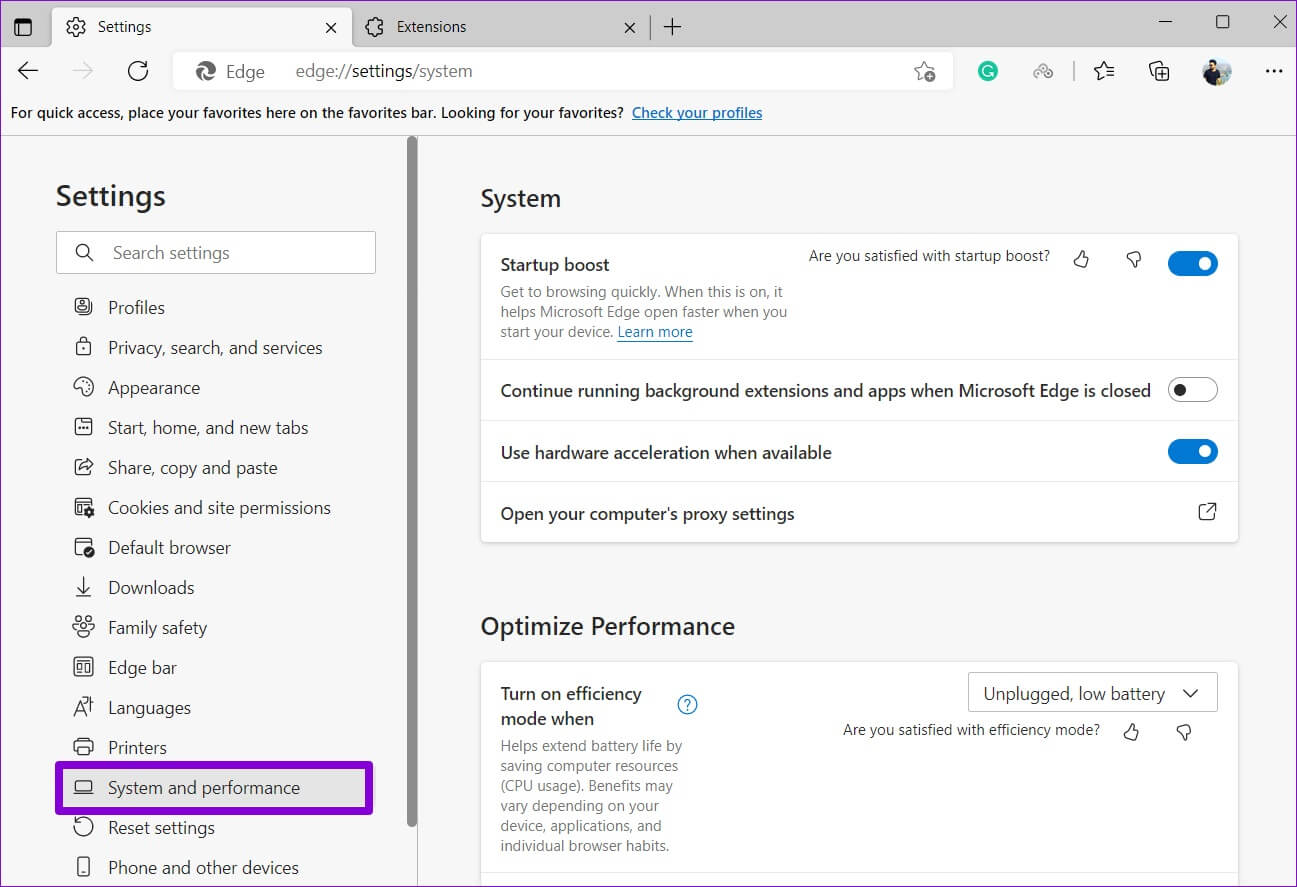 Settings-on-Microsoft-Edge-1297x887 إصلاح تسبب Microsoft Edge في استنزاف البطارية على Windows 11