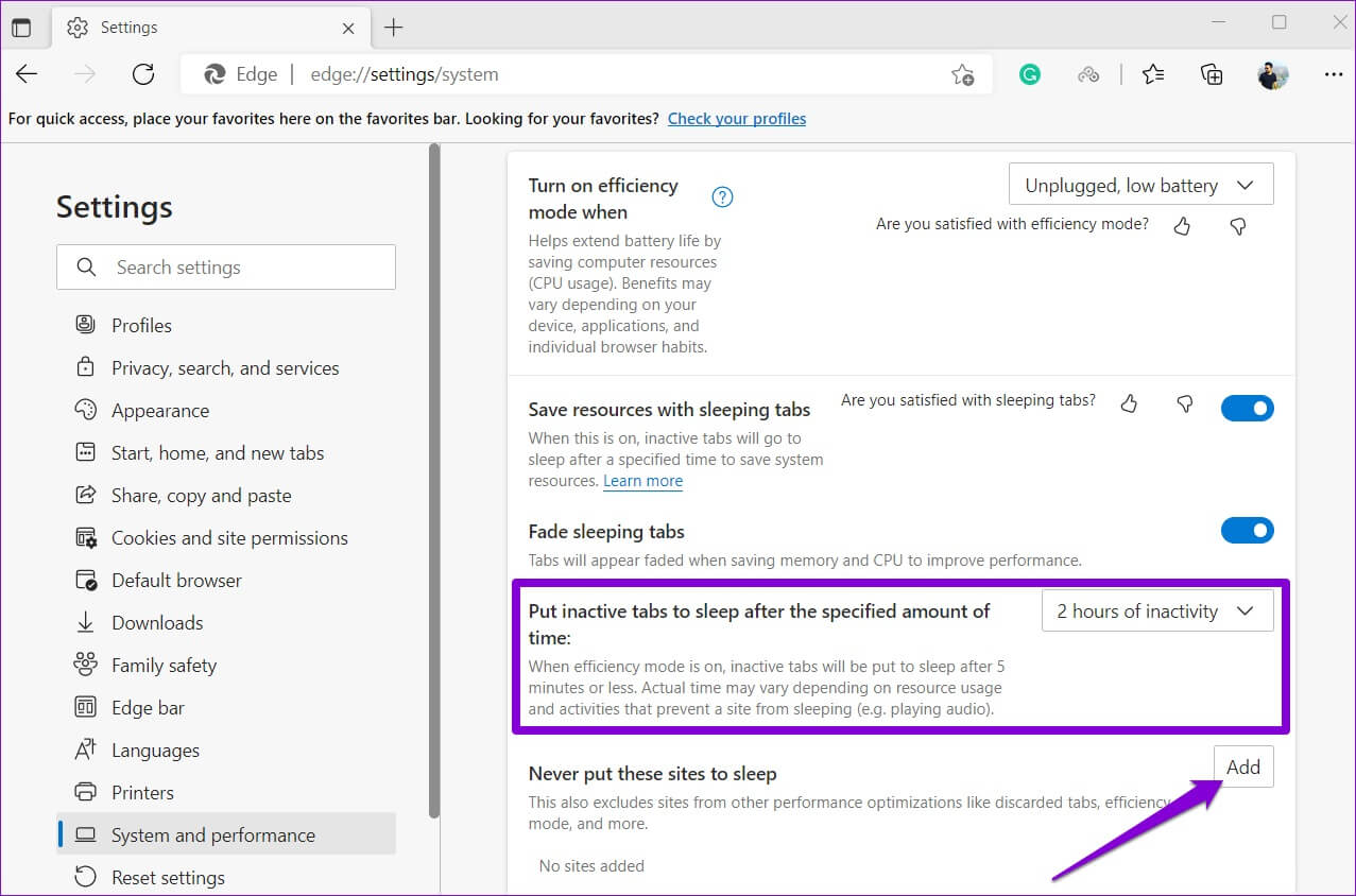 Sleeping-Tabs-in-Edge-1-1277x844 إصلاح تسبب Microsoft Edge في استنزاف البطارية على Windows 11