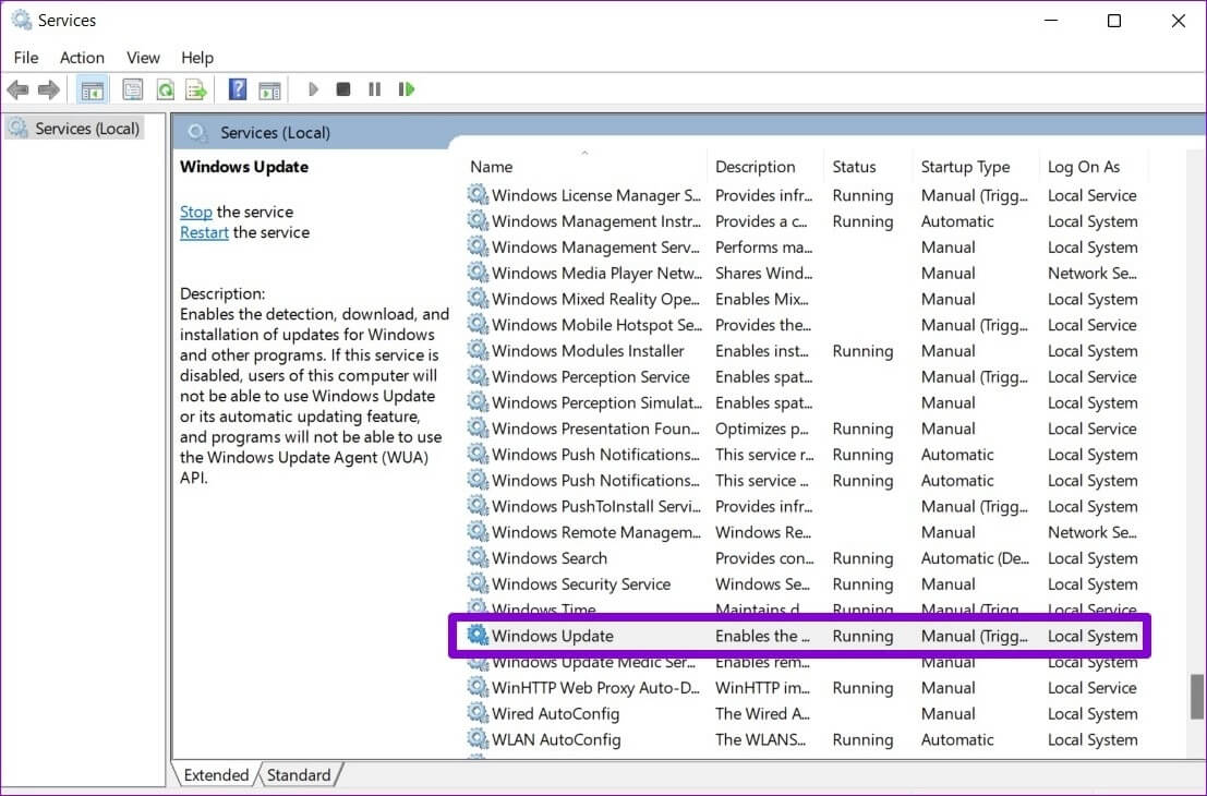 Windows-Update-Service-Status-1-1107x730 إصلاح عدم تحديث تطبيقات متجر Microsoft تلقائيًا