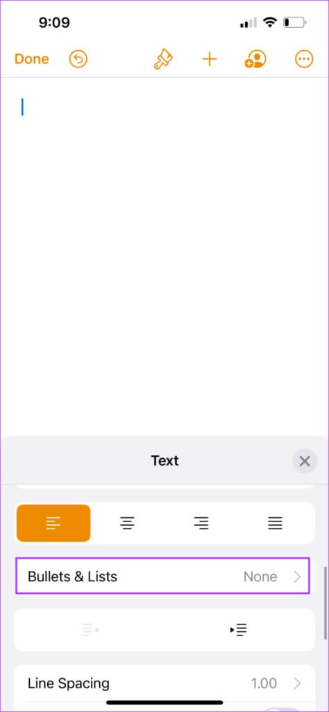 bullets-and-lists-pages-app-iphone-474x1024-1-474x1024 كيفية إدراج وتخصيص القوائم في صفحات Apple