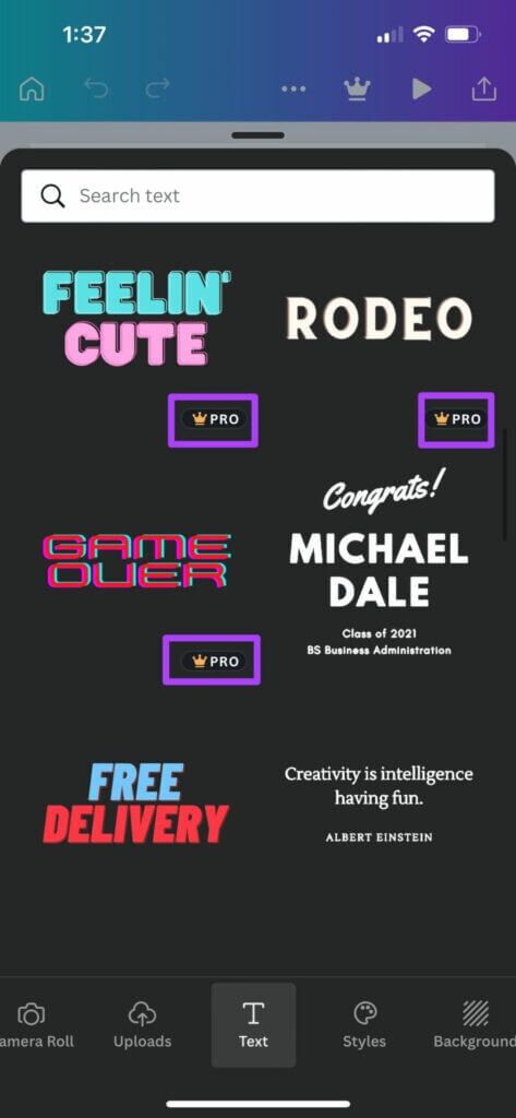 canva-pro-text-mobile-473x1024-1-473x1024 كيفية إضافة رسوم متحركة في Canva على الهاتف المحمول وسطح المكتب