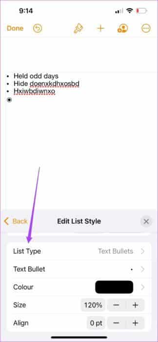 change-list-type-in-pages-app-on-iphone-474x1024-1-324x700 كيفية إدراج وتخصيص القوائم في صفحات Apple
