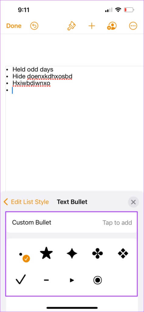 change-text-bullet-style-in-pages-app-on-iphone-and-ipad-474x1024-1-474x1024 كيفية إدراج وتخصيص القوائم في صفحات Apple
