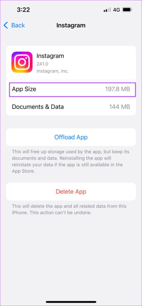 check-app-size-in-iphone-474x1024-1-474x1024 طرق إصلاح عدم عمل كاميرا قصة Instagram