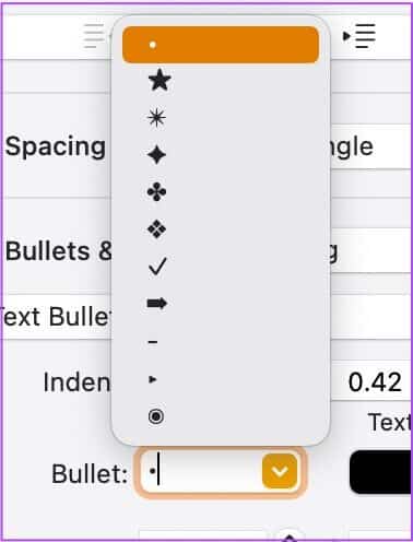 choose-bullet-style-pages-app-mac-378x496 كيفية إدراج وتخصيص القوائم في صفحات Apple