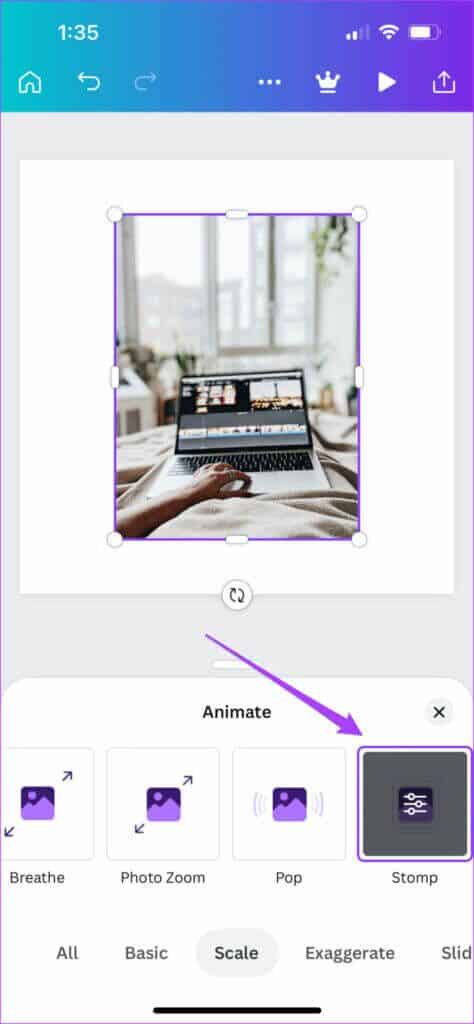 choose-image-animation-style-canva-mobile-474x1024-1-474x1024 كيفية إضافة رسوم متحركة في Canva على الهاتف المحمول وسطح المكتب