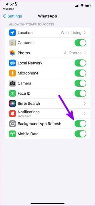 enable-background-app-refersh-for-whatsapp-323x700 أفضل 9 طرق لإصلاح عدم عمل إشعارات WhatsApp