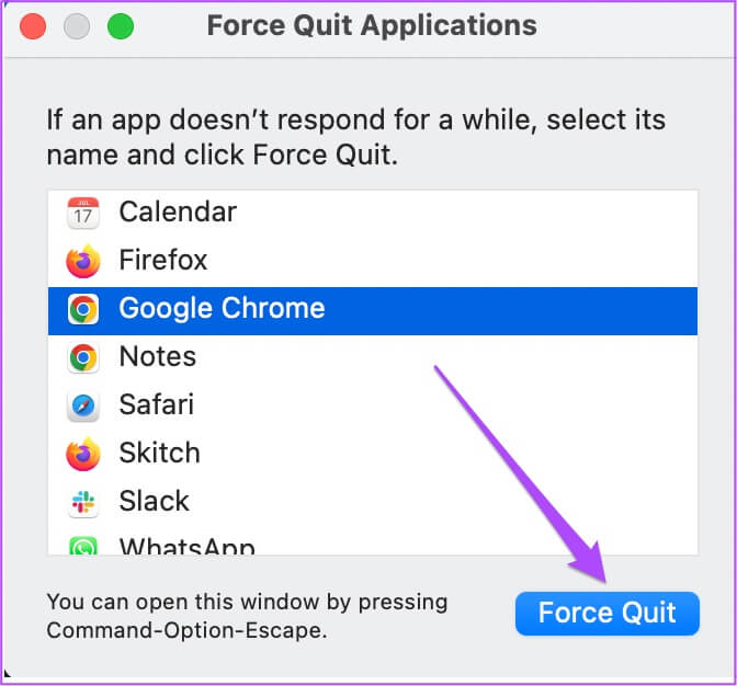force-quit-chrome-in-mac-672x626 أفضل 6 طرق لإصلاح عدم وجود صوت في Google Chrome على Mac