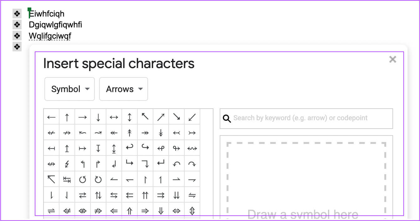 insert-special-characters-as-bullets-in-google-docs-1342x708 كيفية إنشاء وتخصيص نقاط التعداد في مستندات Google