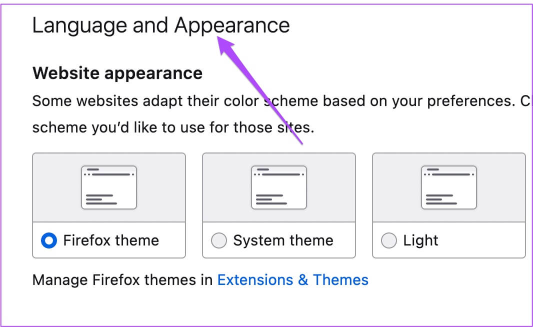 language-and-appearance-firefox-settings-mac-1066x654 أفضل 7 إصلاحات لاستمرار تسجيل الخروج تلقائيًا من YouTube على Mac
