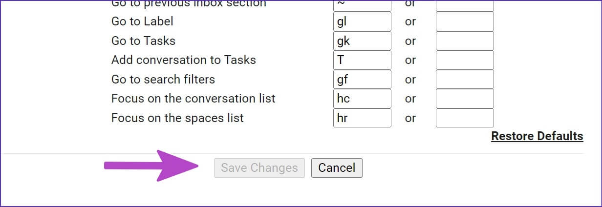 select-save-changes-1232x424 أفضل 6 طرق لإصلاح عدم عمل اختصارات لوحة المفاتيح في Gmail