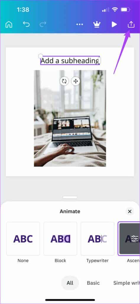 share-text-animation-file-in-canva-mobile-474x1024-1-474x1024 كيفية إضافة رسوم متحركة في Canva على الهاتف المحمول وسطح المكتب