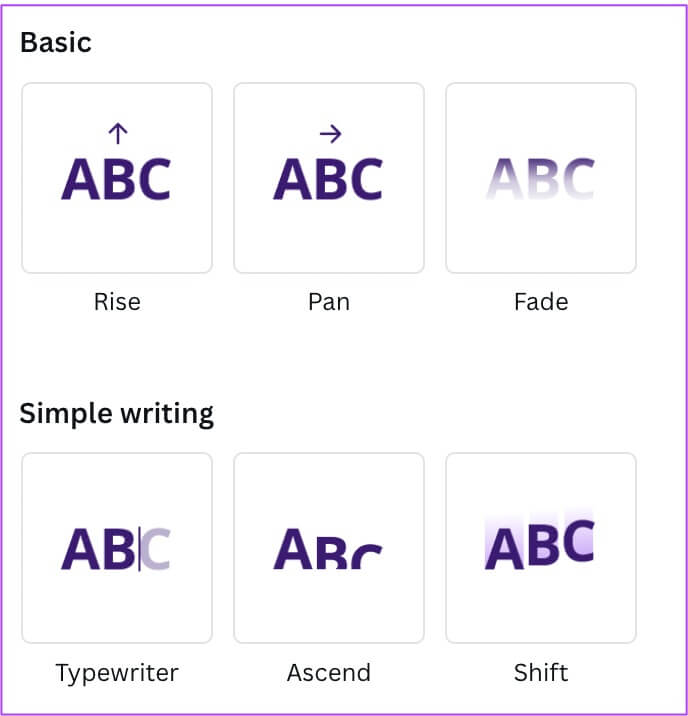 text-animation-options-on-canva-688x716 كيفية إضافة رسوم متحركة في Canva على الهاتف المحمول وسطح المكتب