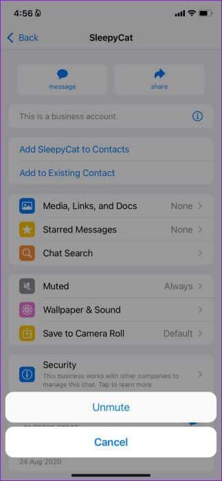 unmute-conversation-in-whatsapp-323x700 أفضل 9 طرق لإصلاح عدم عمل إشعارات WhatsApp