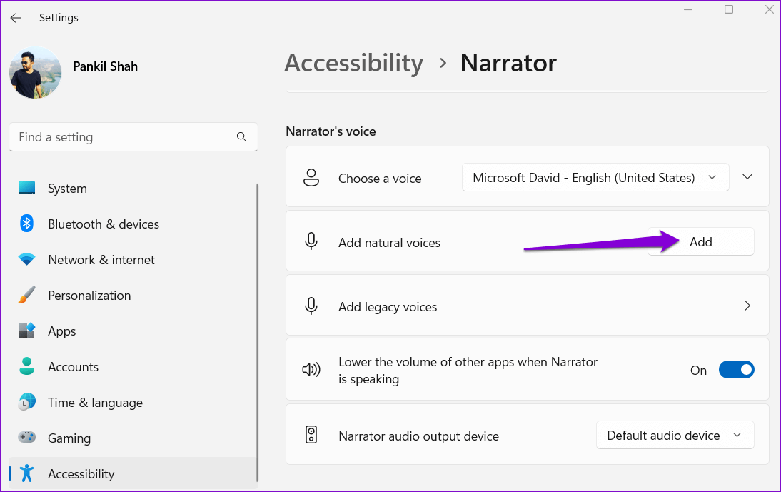 Add-Natural-Voices-for-Narrator-on-Windows كيفية جعل Windows 11 يقرأ النص بصوت عالٍ باستخدام Narrator