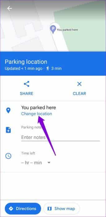 Change-Parking-Location-in-Google-Maps-500x1024-1-342x700 كيفية حفظ والعثور على موقع موقف السيارات الخاص بك في خرائط Google