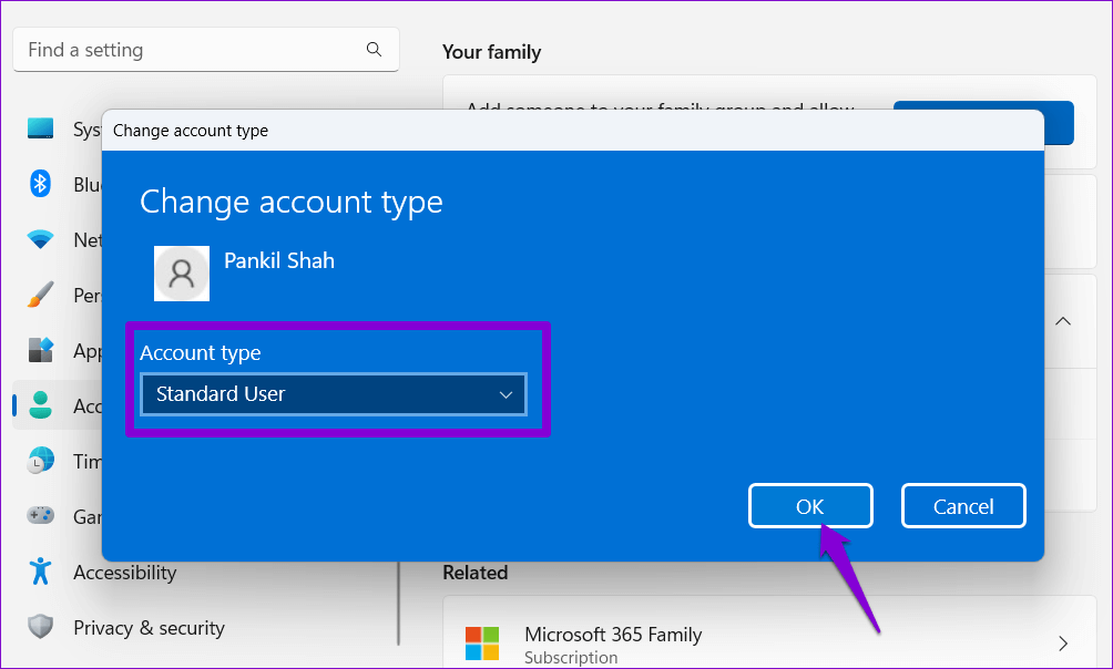Change-User-Account-Type-on-Windows أفضل 3 طرق لمنع المستخدمين من تثبيت برامج جديدة على Windows 11